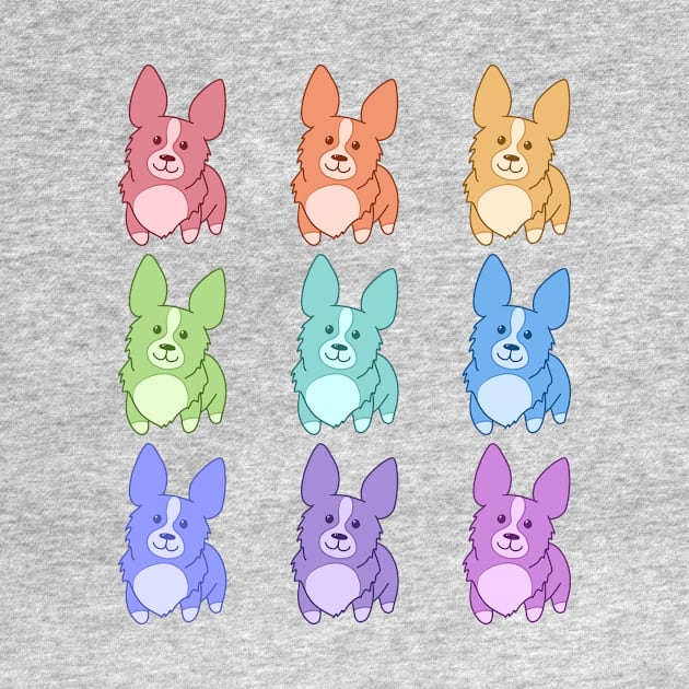 Nine Colorful Corgis by KelseyLovelle
